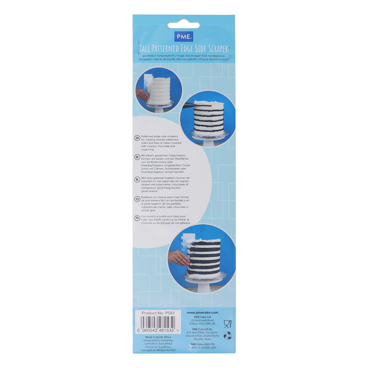 Tall Patterned Edge Side Scraper for Cake Decorating-Stripes Acrylic 10, Transparent