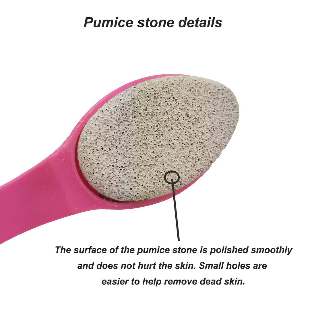 Pumice Stone Exfoliating Brush Foot Brush Body Scrub with Handle (red)