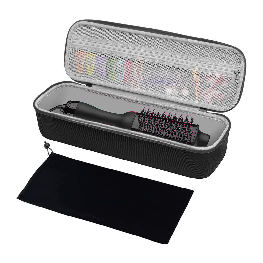 Hard Travel Case Storage Bag Compatible with Revlon One-Step Hair Dryer Brush 1.0 &amp; PLUS 2.0, EVA Carrying Case Cover Protective Hard Shell Sleeve with Hot Air Brush Pouch, Black