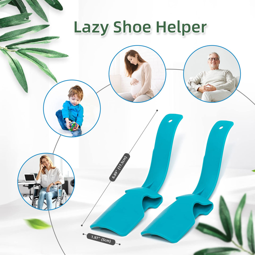4PCS Lazy Shoe Helper, Shoe Lifting Helper-Handled Shoe Horn for Seniors, Elderly, Disabled (White)