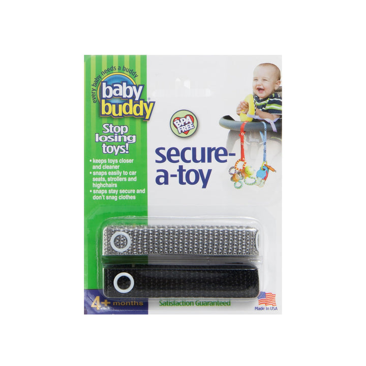 Baby Buddy Secure-a-Toy, Adjustable Pacifier and Teether Strap for Stroller, Highchair, and Car Seat, Red Black, 2 Pack
