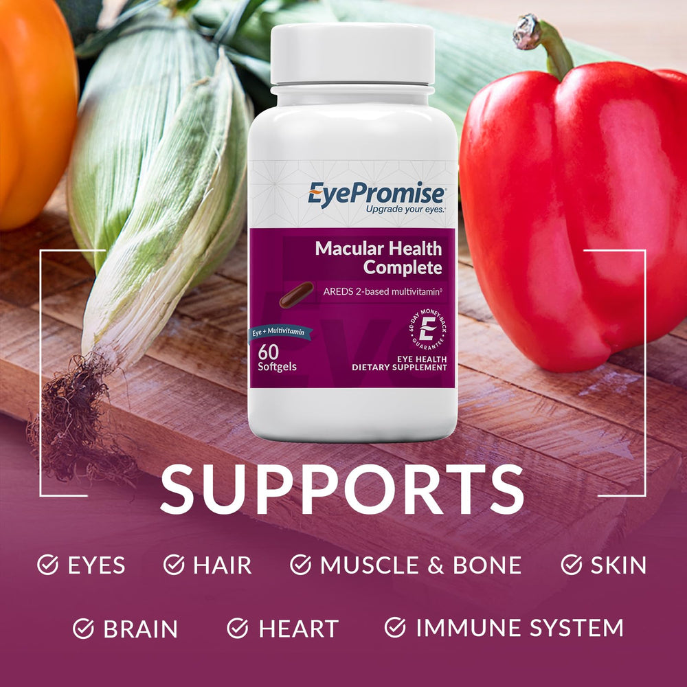 Macular Health Complete | 2 Softgel Multi-Vitamins with Eyecare Support | Heart, Brain, Hair, Skin and Overall Health | Updated Format Now with 2 Softgels for Increased Absorption