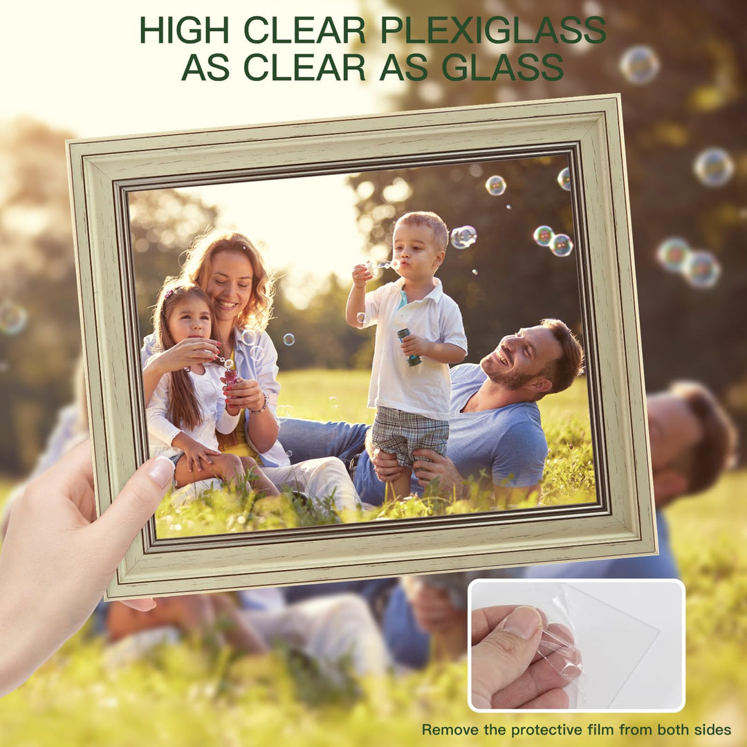 3 Pack 4x6 Inch Picture Frames Farmhouse Rustic Vintage Distressed Wood Grain Photo Frame with Plexiglass for Table Top Display and Wall Hanging