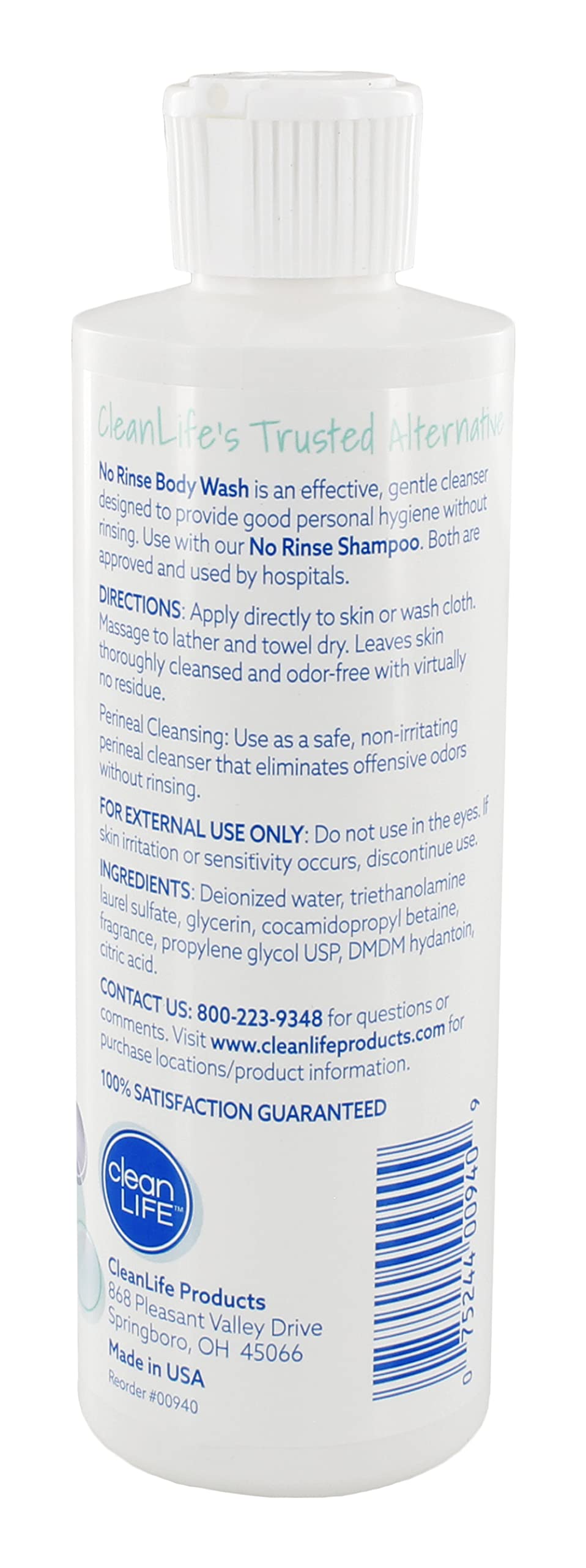 Body Wash, 8 fl oz - Leaves Skin Clean, Moisturized and Odor-Free, Rinse-Free Formula