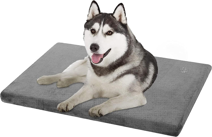 Stylish Dog Bed Mat Dog Crate Pad Mattress Reversible (Cool &amp; Warm), Water Proof Linings, Removable Machine Washable Cover, Firm Support Pet Crate Bed for Small to XX-Large Dogs, Grey