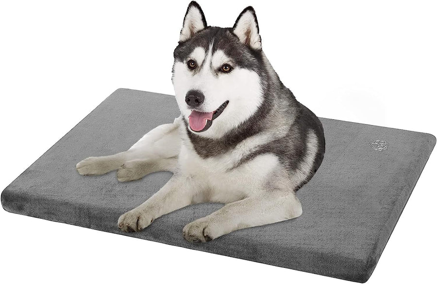Stylish Dog Bed Mat Dog Crate Pad Mattress Reversible (Cool & Warm), Water Proof Linings, Removable Machine Washable Cover, Firm Support Pet Crate Bed for Small to XX-Large Dogs, Grey