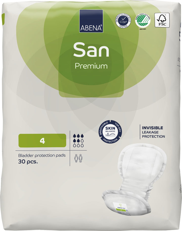 Abena Abri-San Premium Incontinence Pads, Moderate Absorbency, (Sizes 4 To 7) Size 4, 28 Count (Pack of 1)
