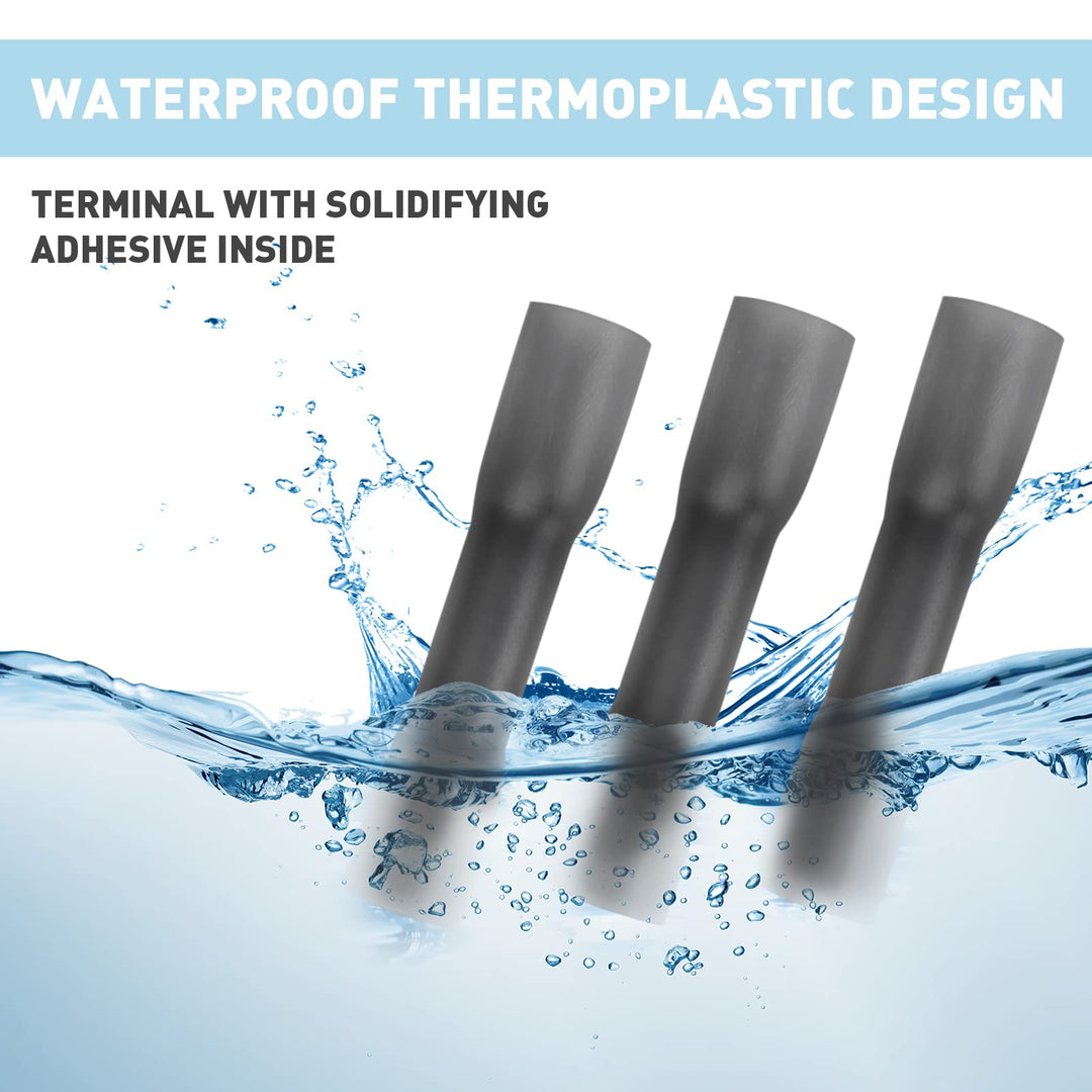 Heat Shrink Butt Connectors, 26-22 AWG Waterproof Electrical Wire Connectors Automotive Marine Grade Tinned Copper Insulated Crimp Terminals Butt Splices for Truck Stereo Boat 100Pcs (White)