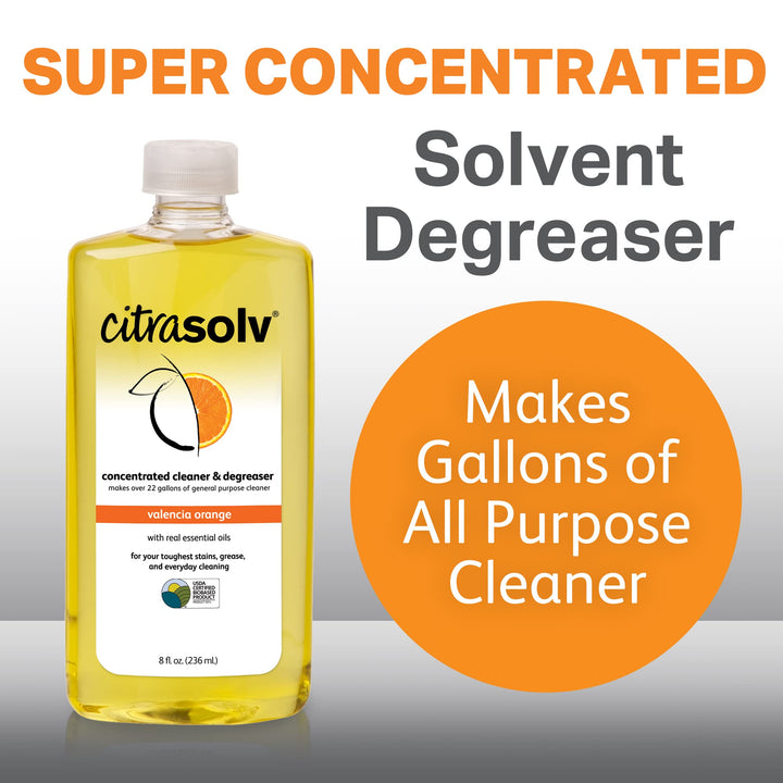 Concentrated Cleaner &amp; Degreaser, Deodorizer, Home &amp; Outdoor, Adhesive Remover, Paint Thinner, Natural Orange Oil, Valencia Orange 8 Fl Oz