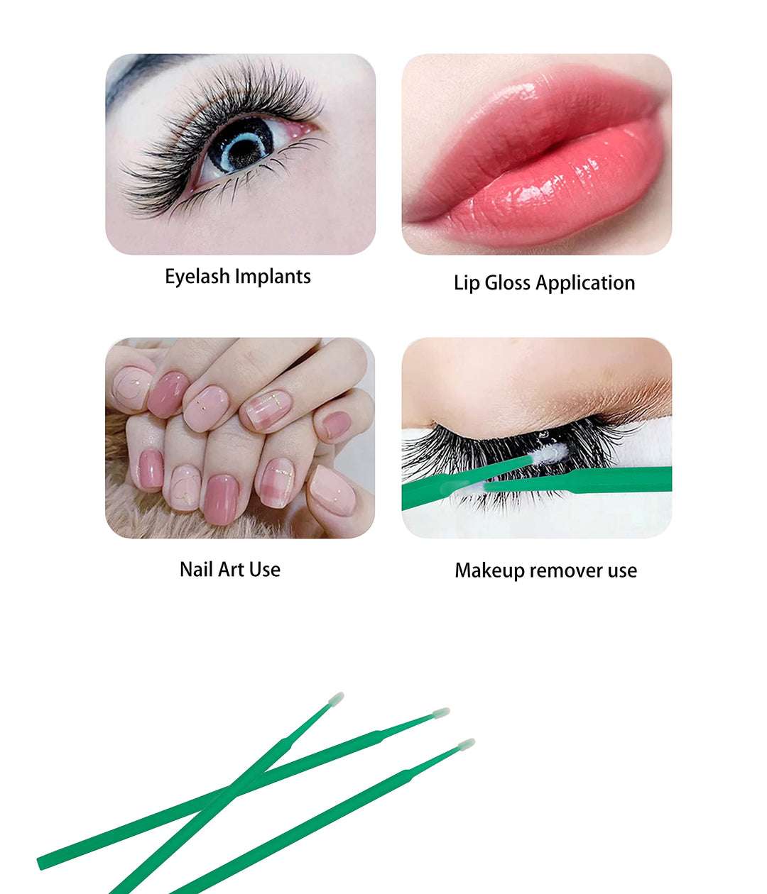 500pcs Disposable Makeup Applicators, Micro Brush Applicators Lash micro swabs, Microswabs, micro brushes, (Head Diameter: 2.0mm)