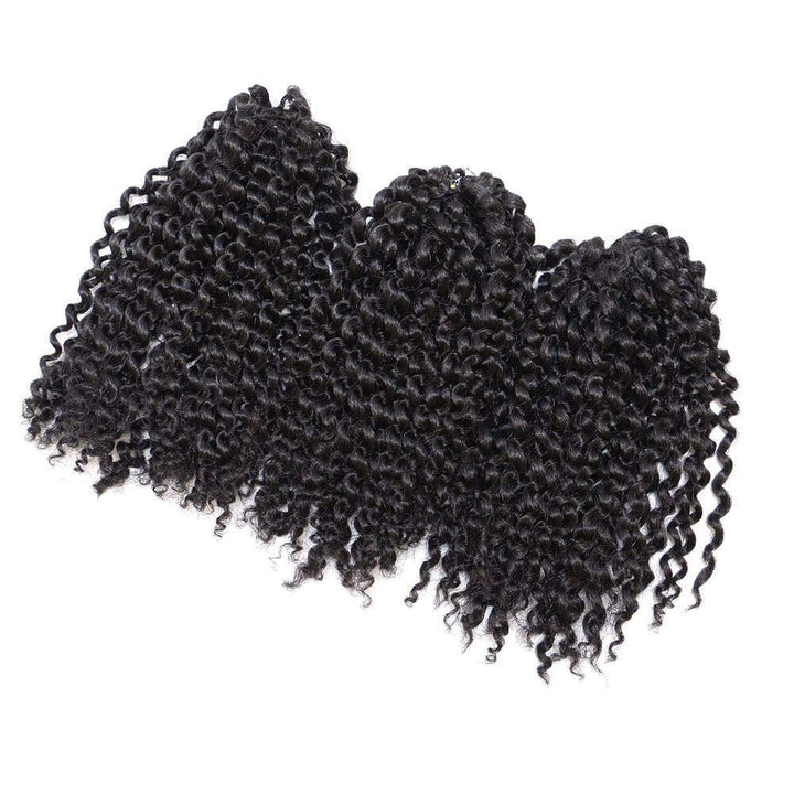 8 inch Crochet Curly Braids Hair 3pcs/pack Black Synthetic Box Braids Hair (#1B)