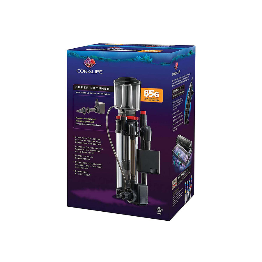 Aquarium Fish Tank Marine Salt Water Super Protein Skimmer with Pump, For up to 65 Gallons