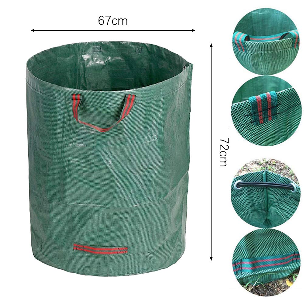 Garden Yard Waste Bags Sacks, Reuseable Gardening Lawn Leaf Bag Garden Tote Debris Container Pop up Grass Bin Landscape Pool Leaves Collector 272L