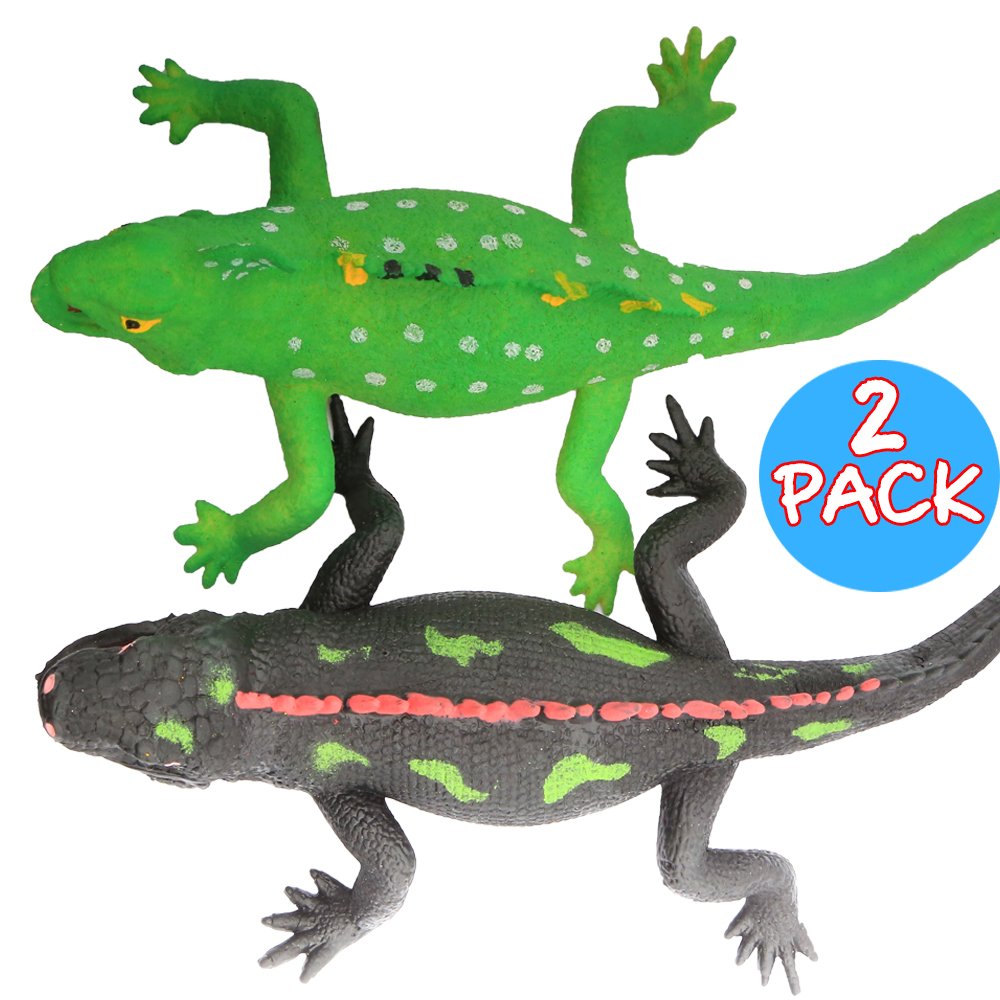 Lizards Toys,Super Stretches Material TPR,9-inch Rubber Lizard Figure Realistic Set(2 Packs) for Party Favors Boys Kids Learning Study-Bathtub Toy Iguana