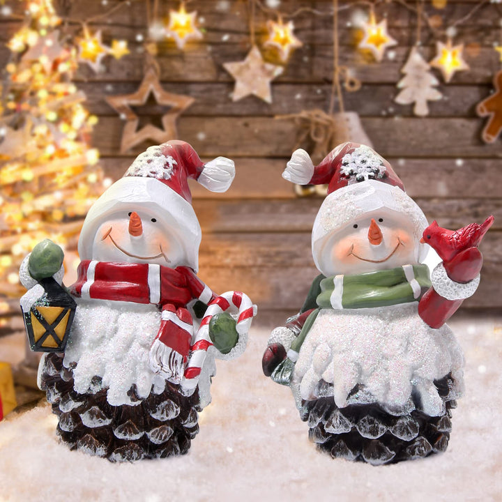 Christmas Snowman Decorations Indoor Home Decor Christmas Snowman Figurines Table Decorations Cute Christmas Snowman Gifts Handmade Resin Winter Indoor Decorations
