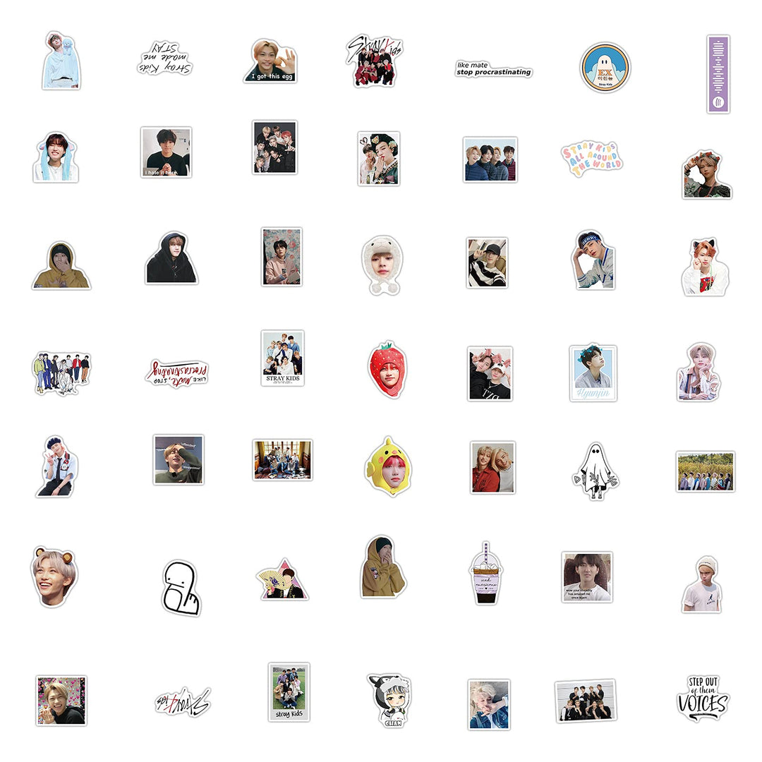 Stray Kids Cute Kpop Stickers Waterproof 100pcs, Korean Singer Stickers for Teens Laptop Luggage Travel Case Phone Water Bottles Car Scrapbook Bike Guitar Bumper