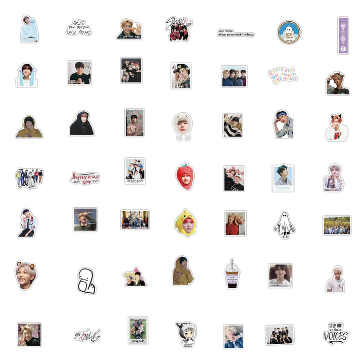 Stray Kids Cute Kpop Stickers Waterproof 100pcs, Korean Singer Stickers for Teens Laptop Luggage Travel Case Phone Water Bottles Car Scrapbook Bike Guitar Bumper
