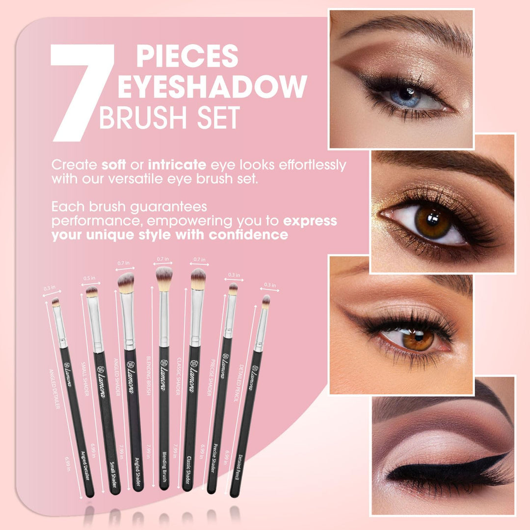 Makeup Eye Brush Set - Eyeshadow Eyeliner Blending Crease Kit - Best Choice 7 Essential Makeup Brushes - Pencil, Shader, Tapered, Definer - Last Longer, Apply Better Makeup &amp; Make You Look Flawless!
