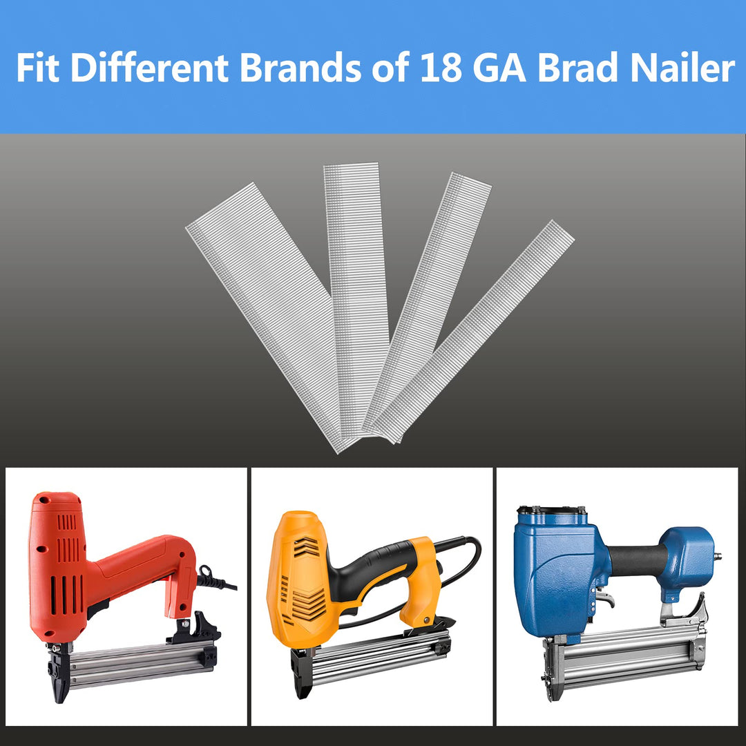 18 Gauge Brad Nails 4 Sizes (2,1-1/4,1,5/8) 1600-count Galvanized 18 GA Nail Gun Nails Assorted and Small Finishing Nails for Pneumatic, Electric Brad Nailer
