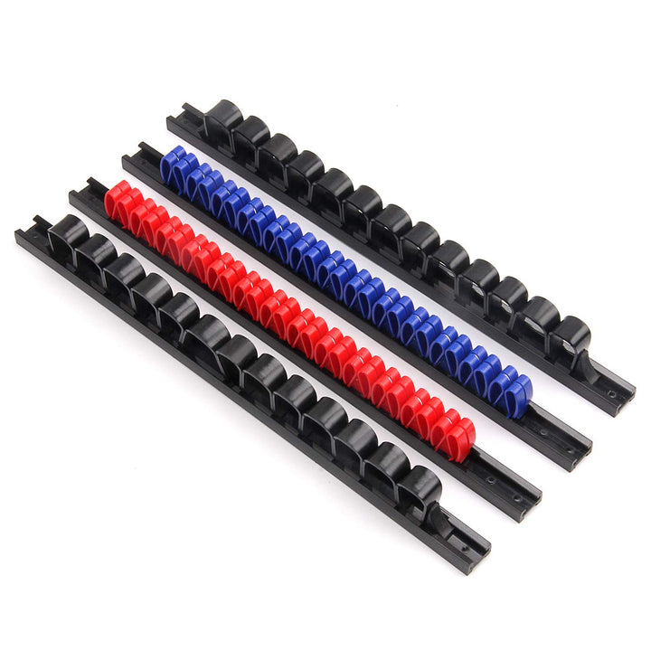 4 pcs Screwdriver Organizer and Wrench Organizer, Hand Tool Holder, Plastic Rail Wrench Hanger with Clips