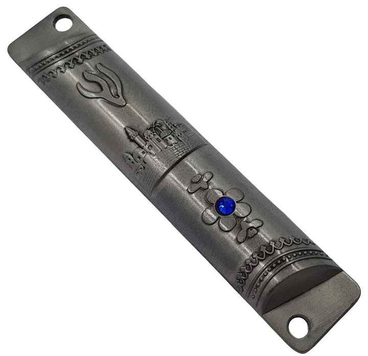 TALISMAN4U Pewter MEZUZAH CASE with Scroll Jerusalem De
