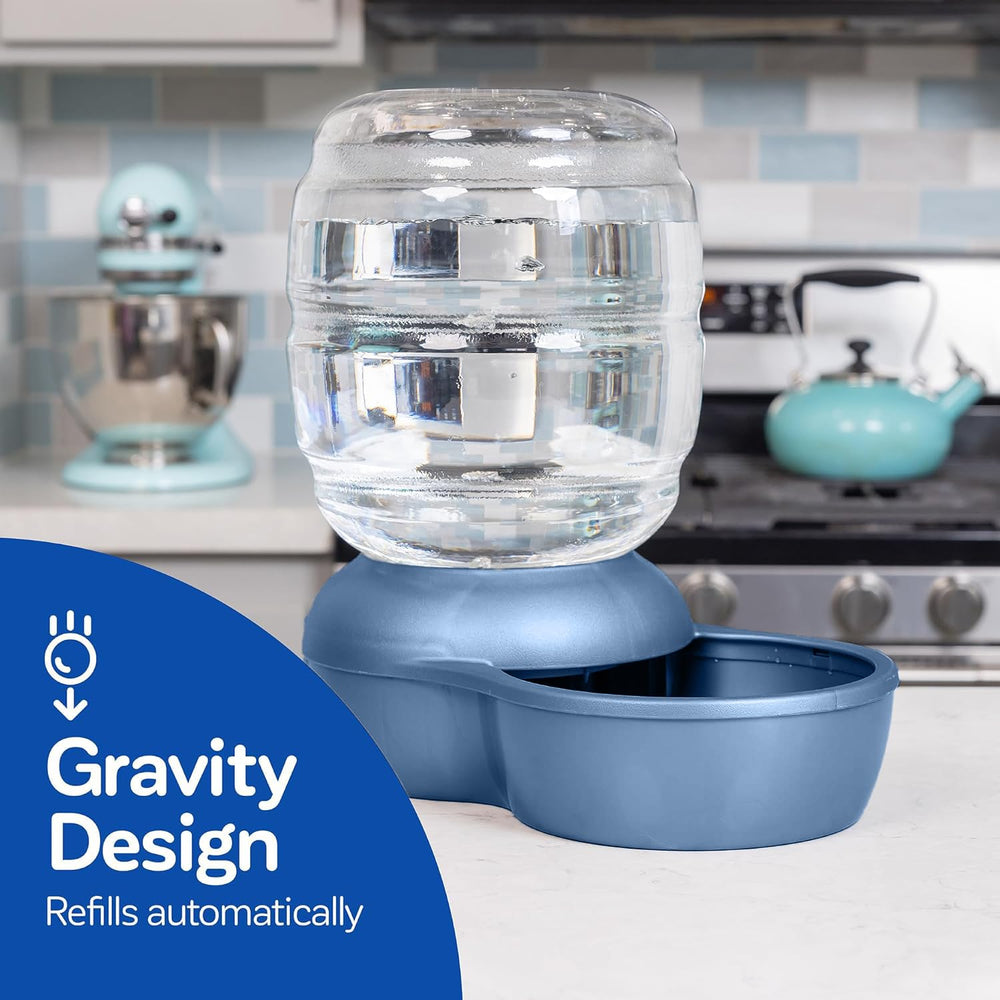 Replendish Automatic Gravity Waterer for Cats and Dogs, BPA-Free, No Batteries Required, Includes Charcoal Filter, 4 Gallons, Made in USA,Blue