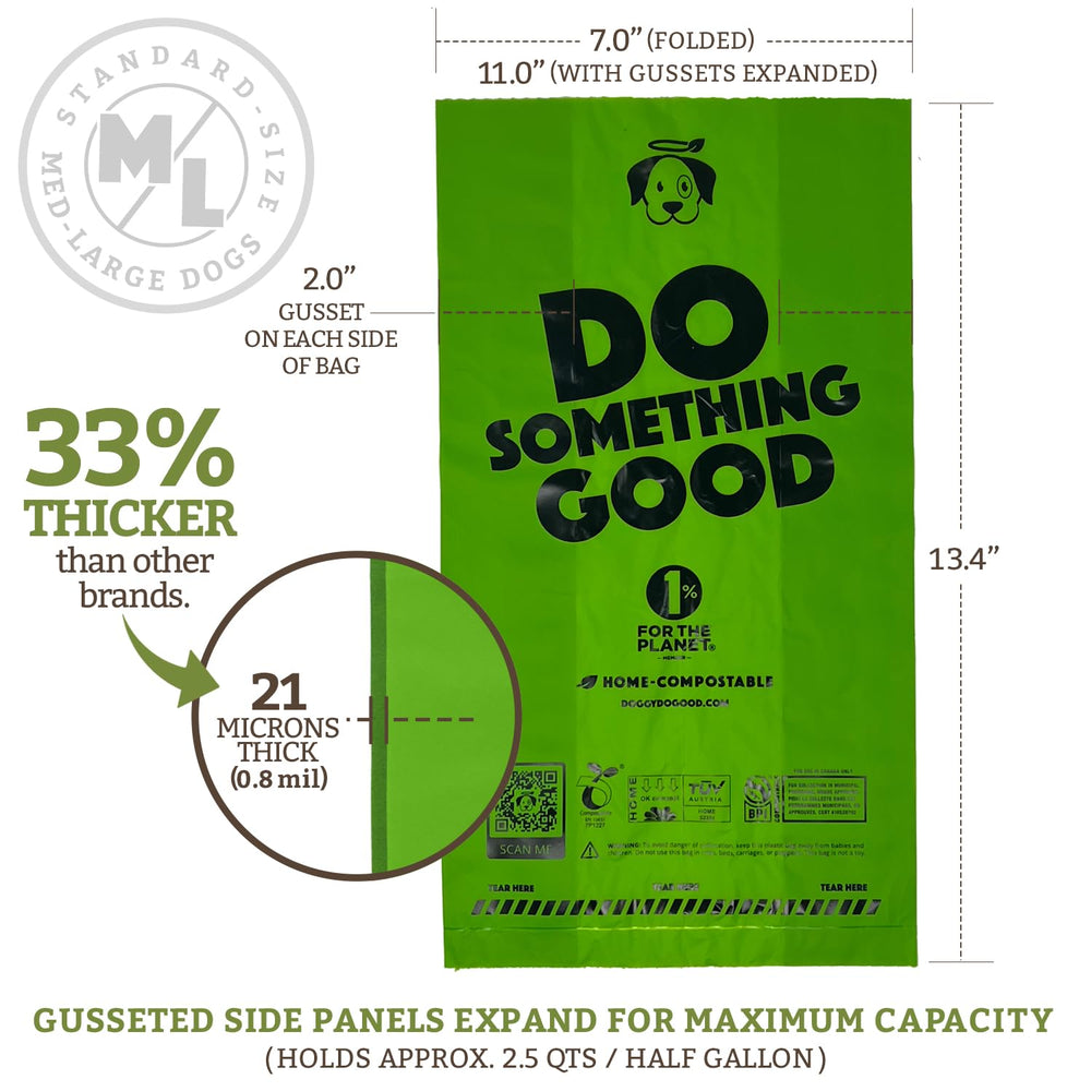 Poop Bags | Dog Waste Bags | Unscented, USDA Certified Biobased, Thick & Leak Proof, Easy Open | Standard Size | 60 Count