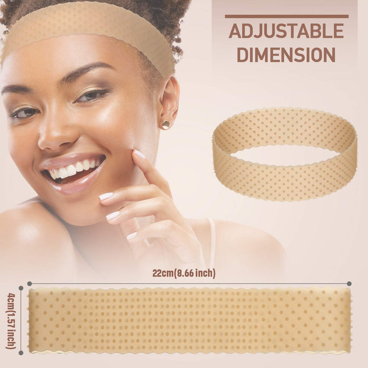 2 Pieces Non-slip Wig Grip Band Adjustable Silicone Wig Headband Seamless Wig Headband Holder for Men Women Sports Yoga (Light Brown)
