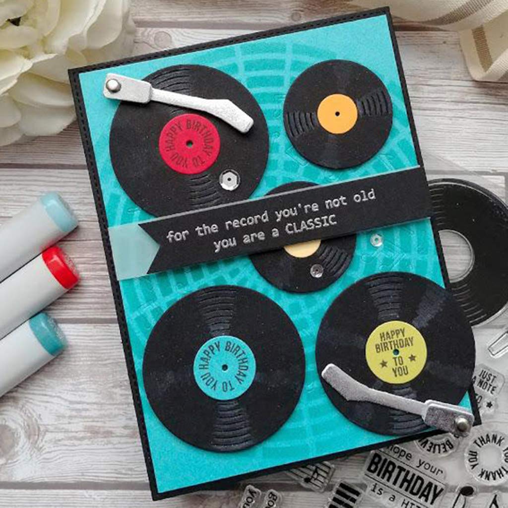 Music CD Silicone Clear Stamp and Die Sets for Card Making, DIY Embossing Photo Album Decorative Craft