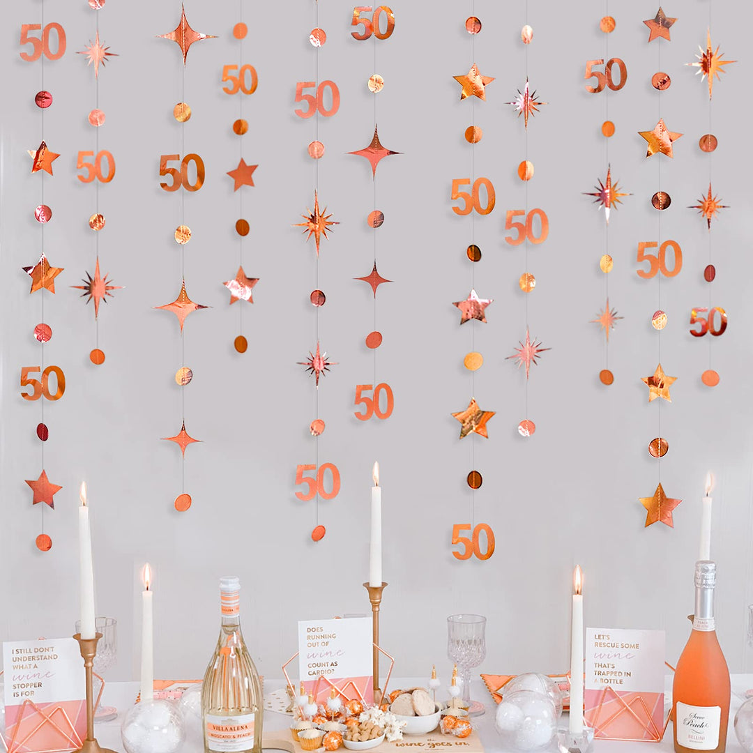 Rose Gold 50th Birthday Decorations Number 50 Circle Do