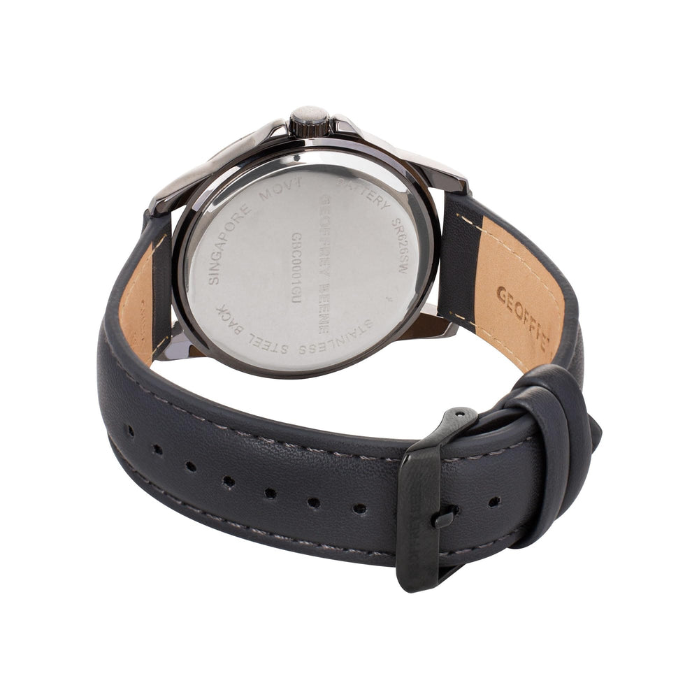 Geoffrey Beene Mens Watch Leather Band Quartz Movement 