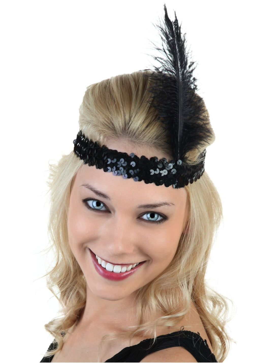 20pcs 1920s Flapper Headband Black Sequins Headpiece for Women Gatsby Headpiece 20s Hair Costume Accessory