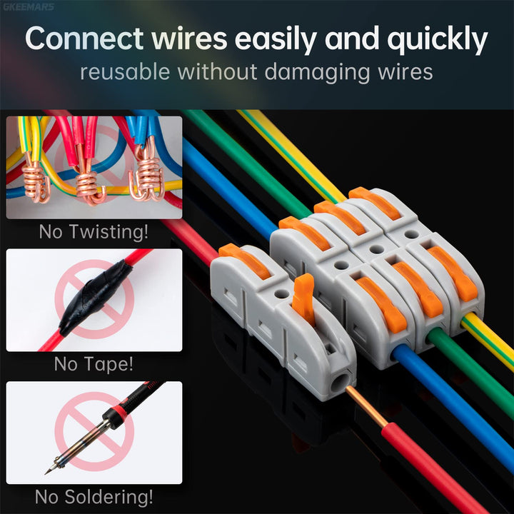 20 Pcs Wire Connector, 1 Conductor Compact Wire Connectors Splicing Connectors for Circuit Inline 24-12 AWG (Orange)