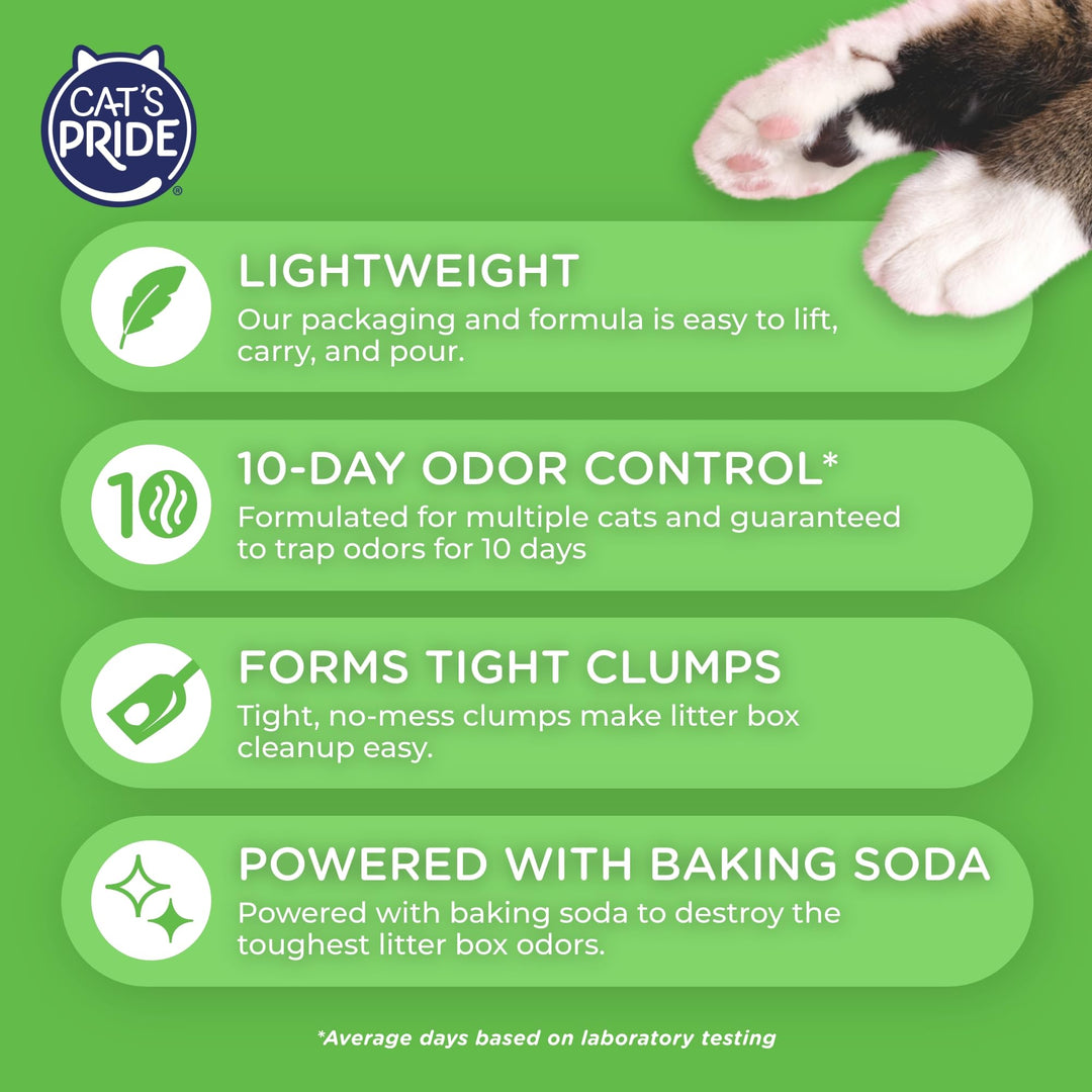 Cat&#39;s Pride Premium Lightweight Clumping Litter: Pure &amp; Fresh - Up to 10 Days of Powerful Odor Control - Multi-Cat, Scented, 10 Pounds