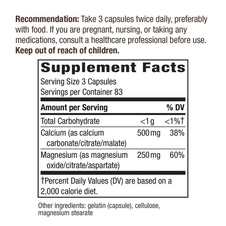 Nature's Way Calcium and Magnesium, 250 Capsules