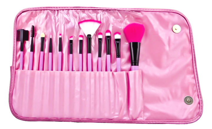 12-piece Makeup Brush Set- Soft Bristles Design, Best Cosmetic Brushes,elegant Matching Colour Travel Case/pouch,professional Pink Designer Kit with Bag. Guaranteed None Shred Bristles.