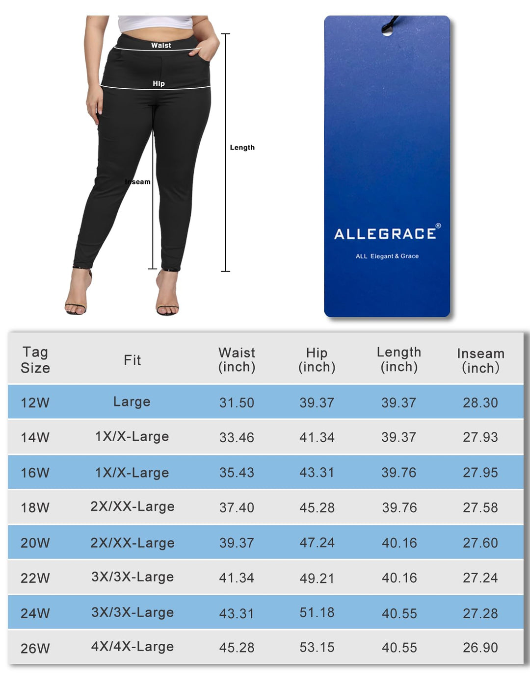 Plus Size Pants for Women Work Business Casual Skinny High Waisted Capri Pants 661_Black 18W