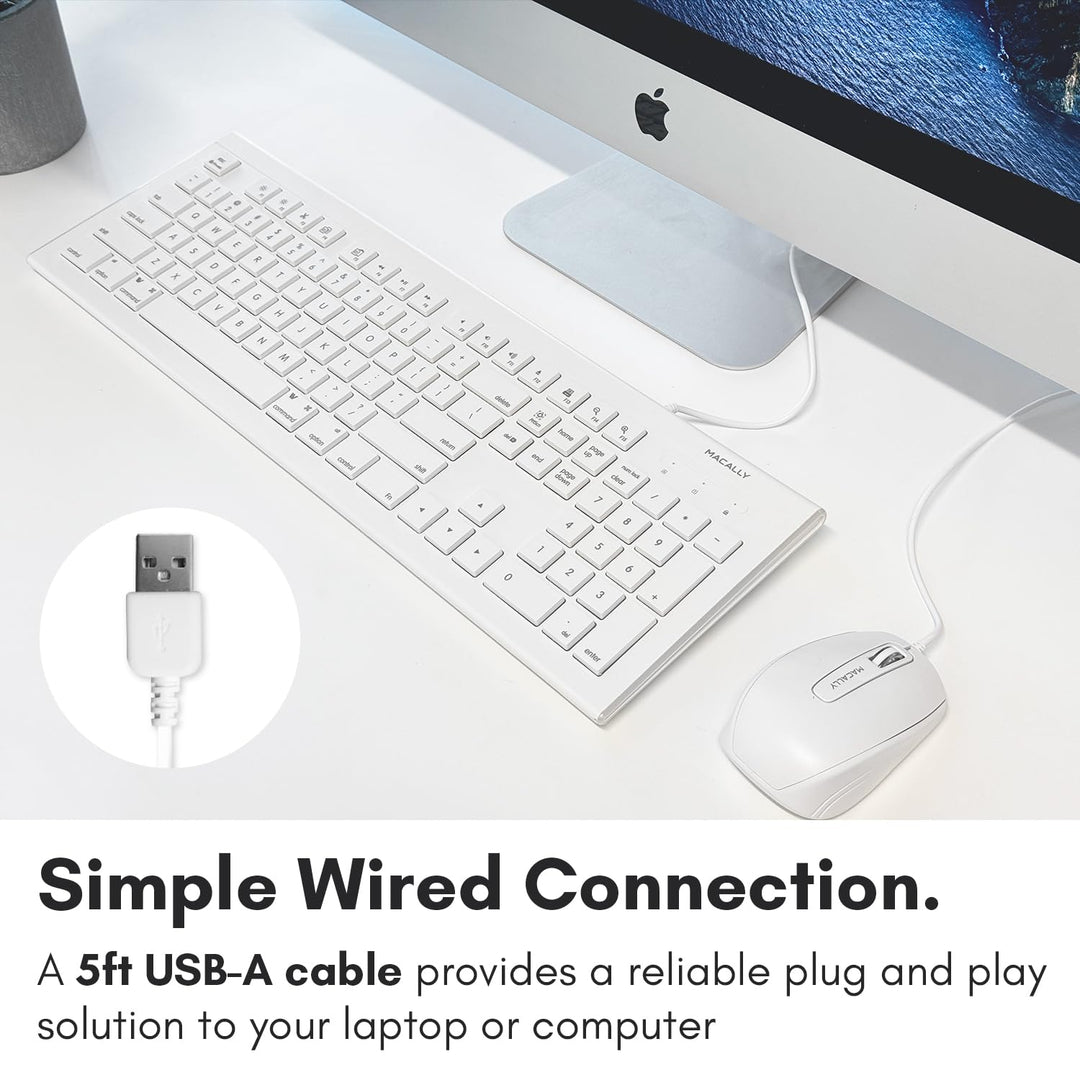 Macally Full Size USB Wired Keyboard for Mac and PC - P