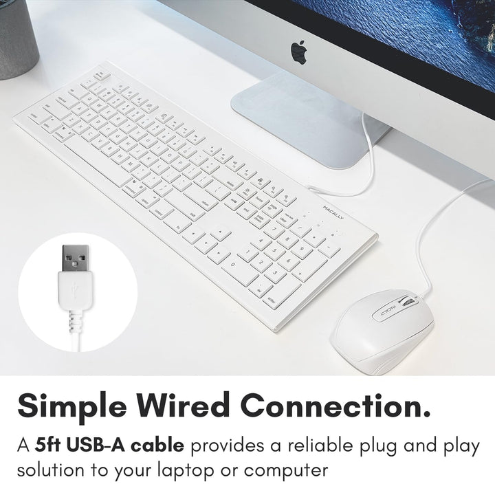 Macally Full Size USB Wired Keyboard for Mac and PC - P