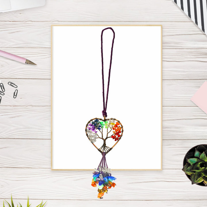 Persofine Healing Crystal Decor Tree of Life Car Hangin