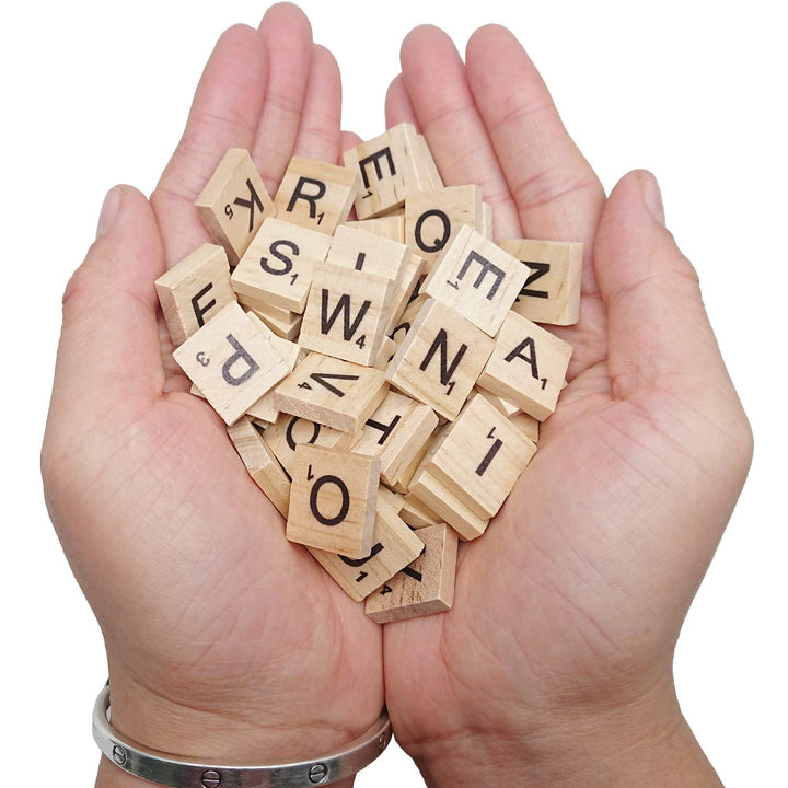 300PCS Wooden Scrabble Tiles, Scrabble Letters for Craf