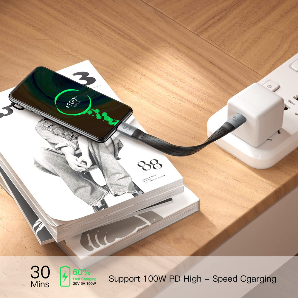 Short USB4 Cable,5inch USB C to USB C Cable Ccompatible with Thunderbolt 4/3,100W(20V,5A) 40Gbps 8K@60HZ Video for iPhone 15/15 Pro/15 Pro Max,MacBook, Android Auto, External SSD and Type-C Devices