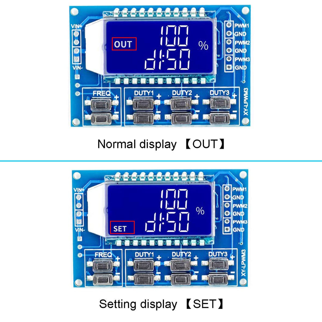 DKARDU 3 Channel PWM Pulse Signal Generator Adjustable 