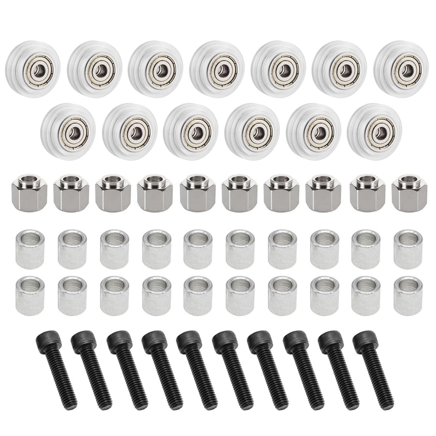 53 PCS 3D Printer Wheel Polycarbonate Pulley (13 PCS Polycarbonate Wheels, 10 PCS Hexagnal eccentric spacer 6mm, 20 PCS Round Column 6mm, 10pcs Screws for 3D Printer Roller Replacement
