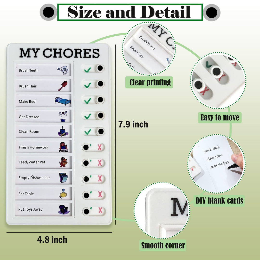 Chore Chart Memo Checklist Board Daily to Do List Planner Check for Kids Adults Multiple Items and Form Good Habit (My Chores)