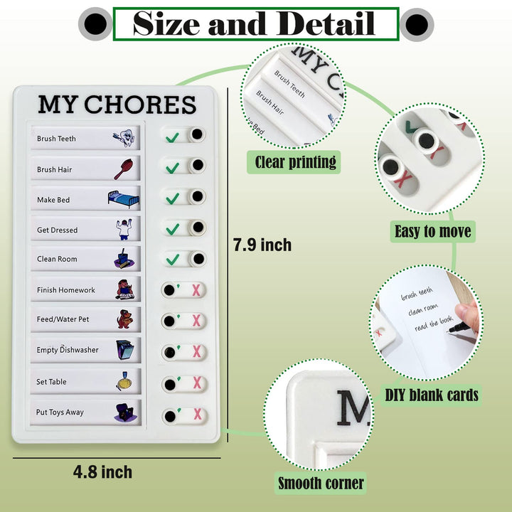 Chore Chart Memo Checklist Board Daily to Do List Planner Check for Kids Adults Multiple Items and Form Good Habit (My Chores)