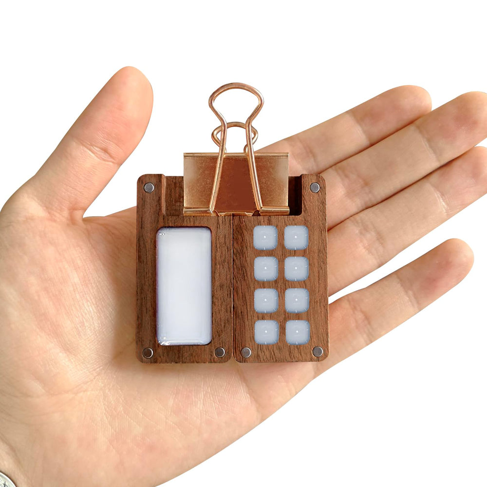 8 Grid Portable Sketchbook Palette, Wooden Colour Palette Box, Watercolor Palette Box Travel Paint Tray Box for Water Color, Gouache, Acrylic Paint, Come with A Clip Record Beautiful Moments (8grid)