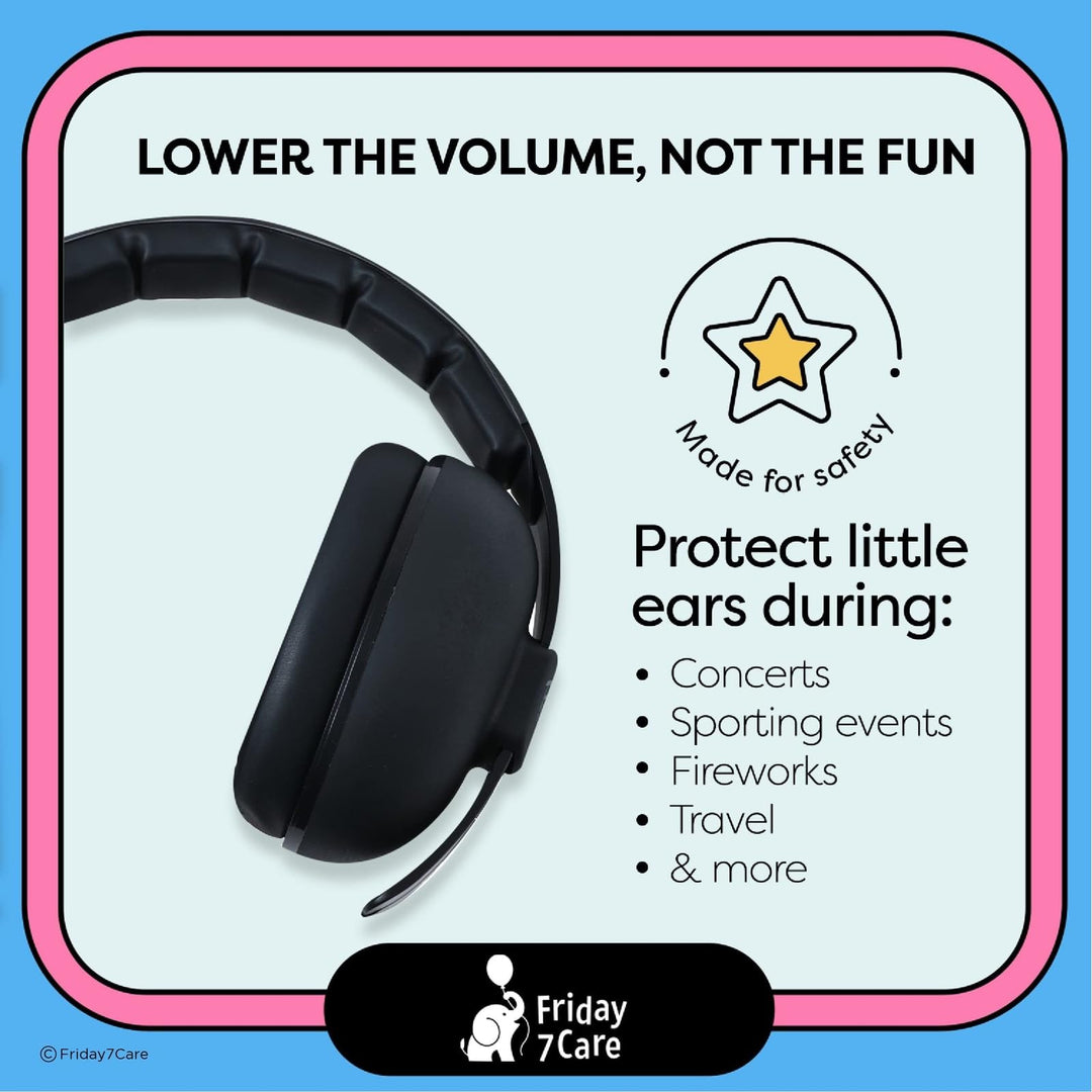 Baby Headphones - Baby Ear Protection, Baby Noise Cancelling Headphones with Adjustable Headband for Ages 0-36 Months, Black