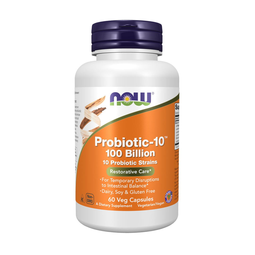 Supplements, Probiotic-10™, 100 Billion, with 10 Probiotic Strains,Dairy, Soy and Gluten Free, Strain Verified, 60 Veg Capsules
