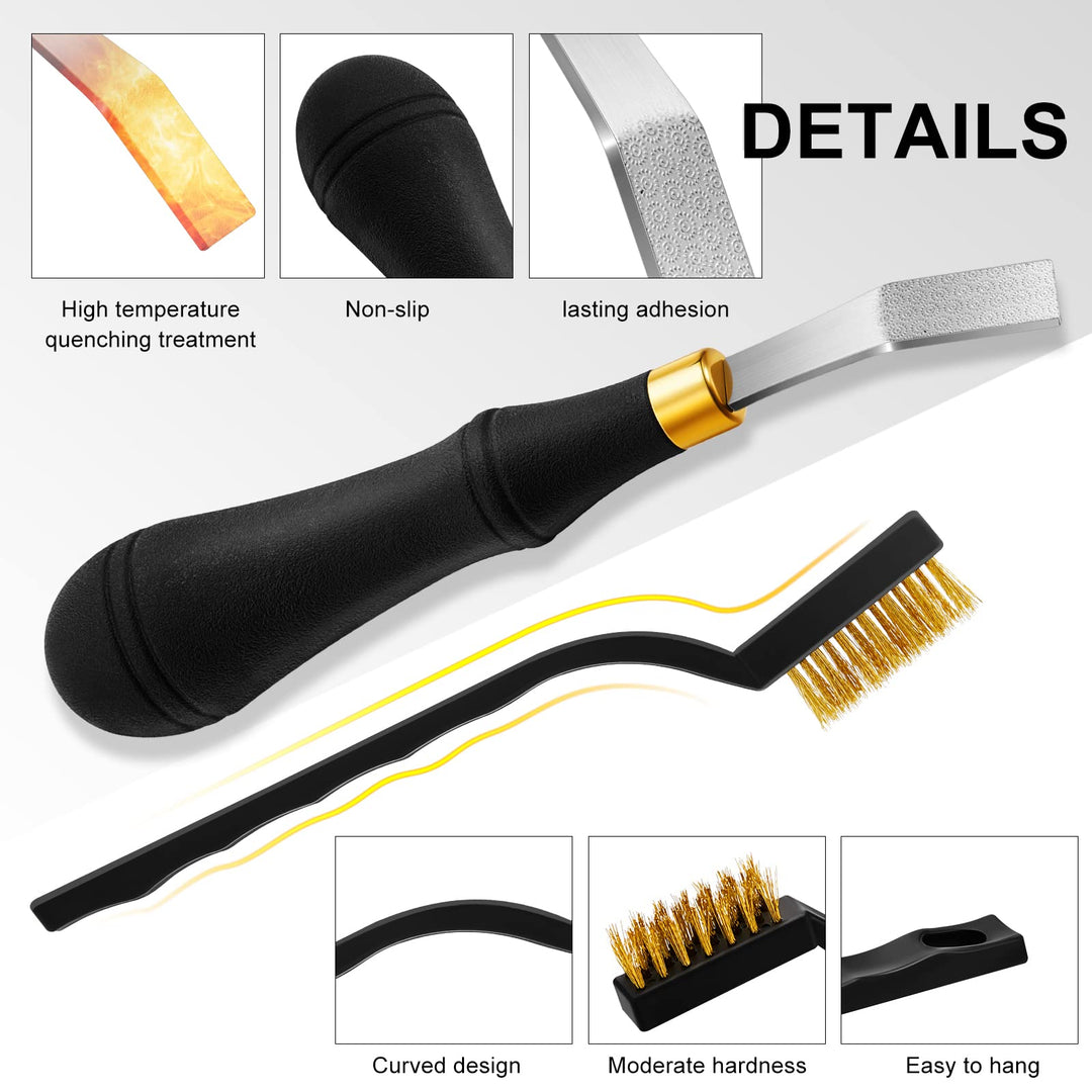 Roughing Leather Craft Tool Detail Rougher 10 mm Stainless Steel Head Leather Tools Leather Working Tools and Copper Wire Brush Curved Handle Scratch Brush Metal Brush for Leather Craft Rust Cleaning